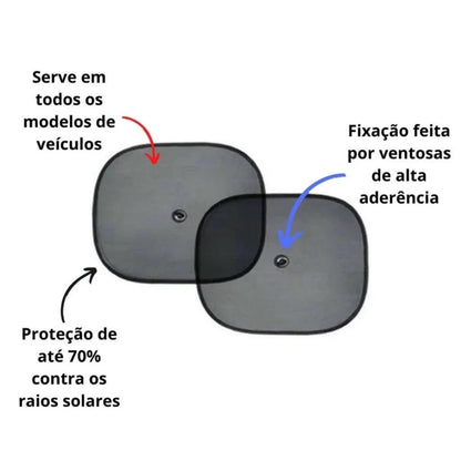 Protetor Solar para Vidro Lateral com Ventosa – Kit com 2 Unidades - TOP Viagem