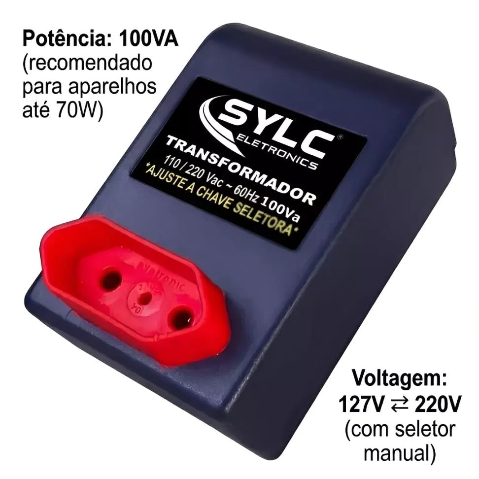 Transformador para Eletrônicos Portátil 110/220V Bivolt 100VA (70W) - TOP Viagem
