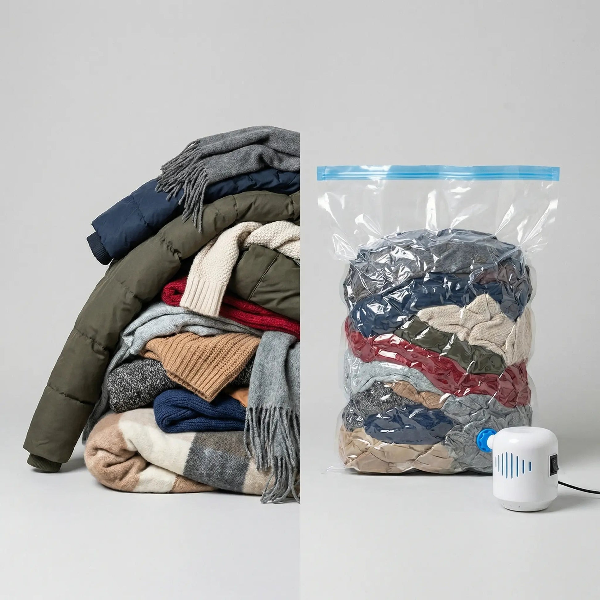 Vacuum Pro - Bomba Elétrica + 5 Sacos (50x60cm) + Desamassador 350ml - TOP Viagem